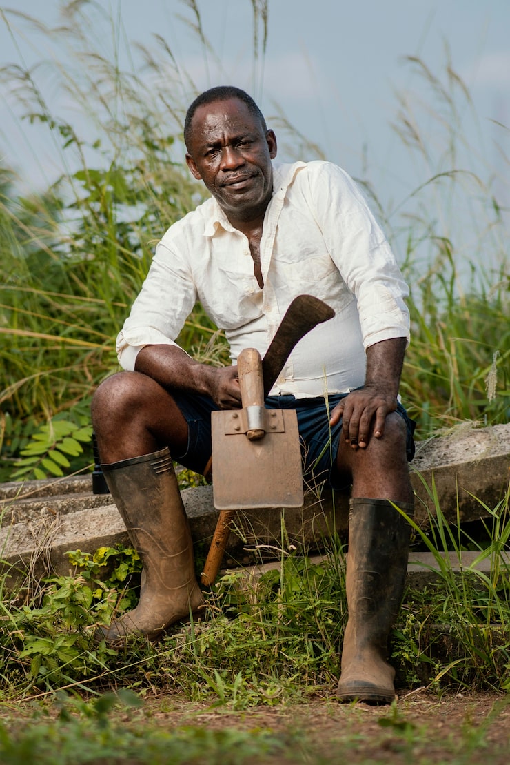 Farmer with agricultural tools
